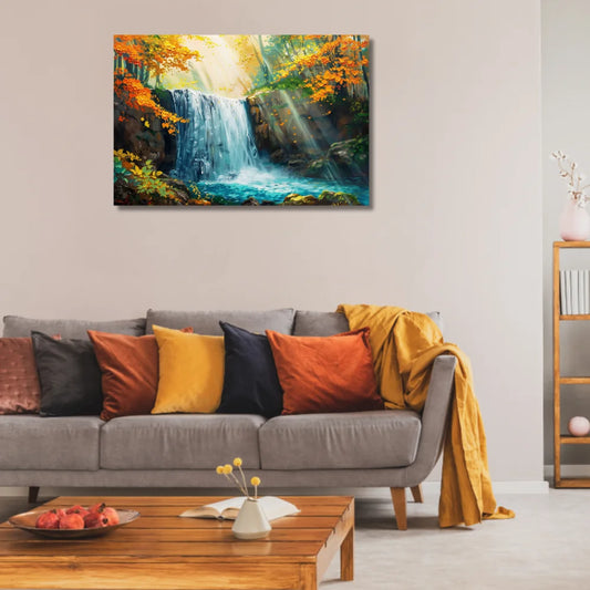 beautiful waterfall painting