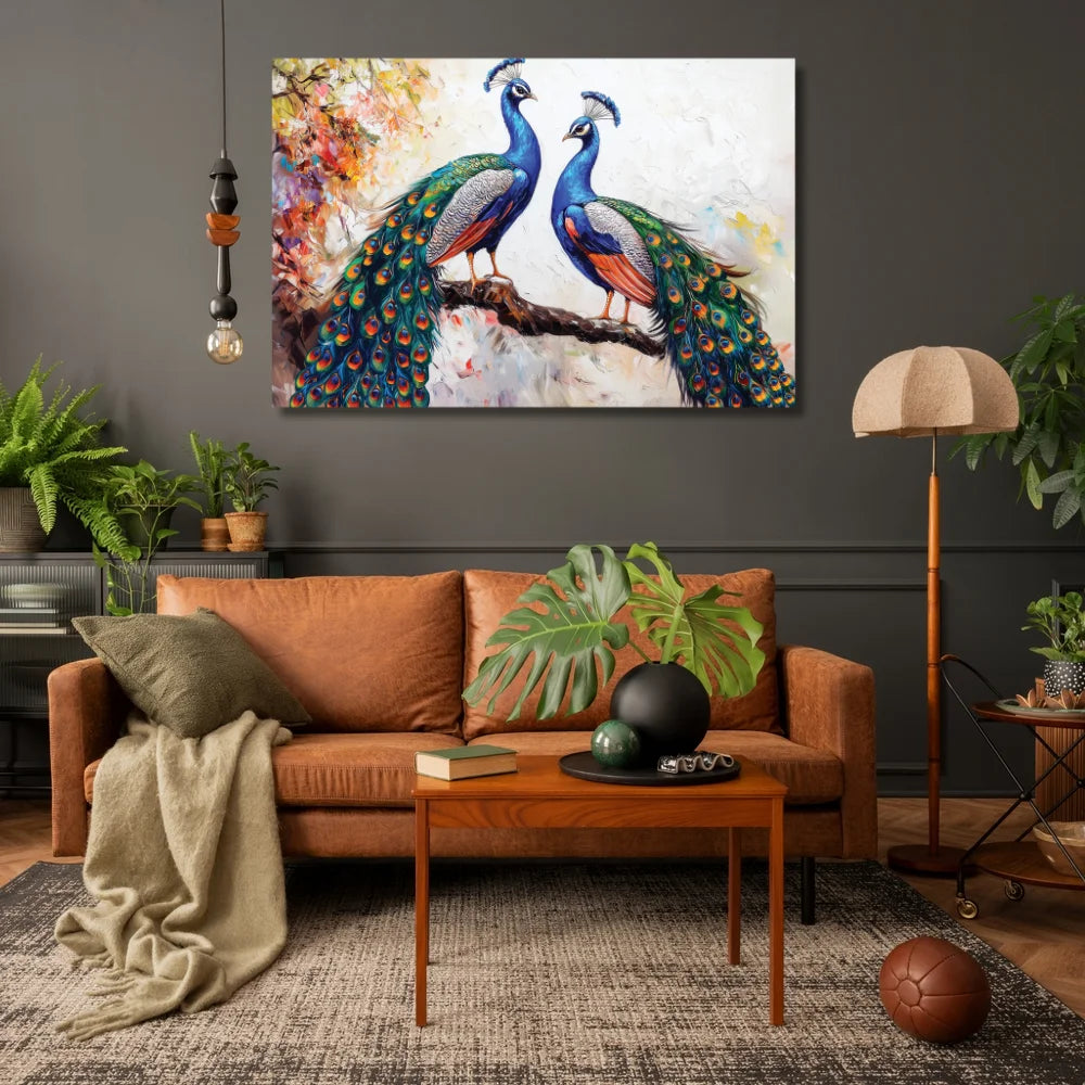 bedroom peacock wall painting