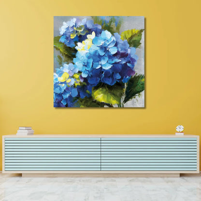 blue and white hydrangea flower painting