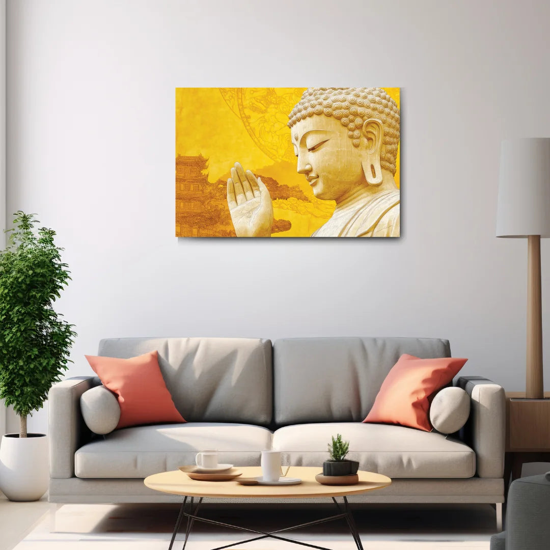 Lord Buddha Wall Painting on Canvas Wall Art for Living Room and Vastu Shastra