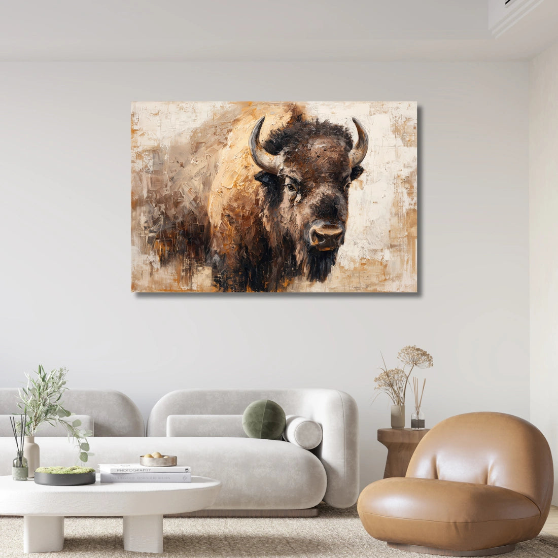 Bull Painting on Canvas| Painting for Living Room| Painting of a Bull