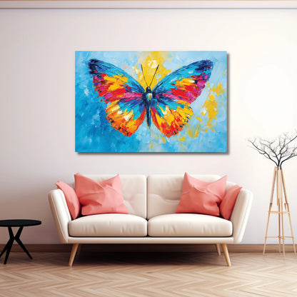 Colorful butterfly painting on a wall