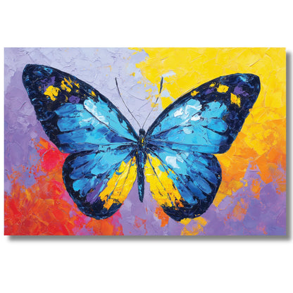 Colorful butterfly painting on a multicolored background