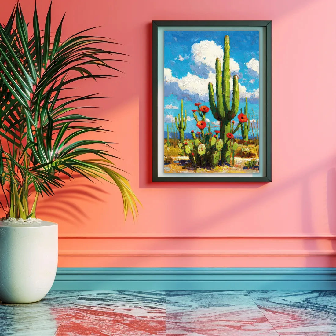 cactus painting for living room