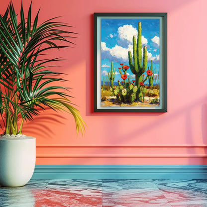 cactus painting for living room