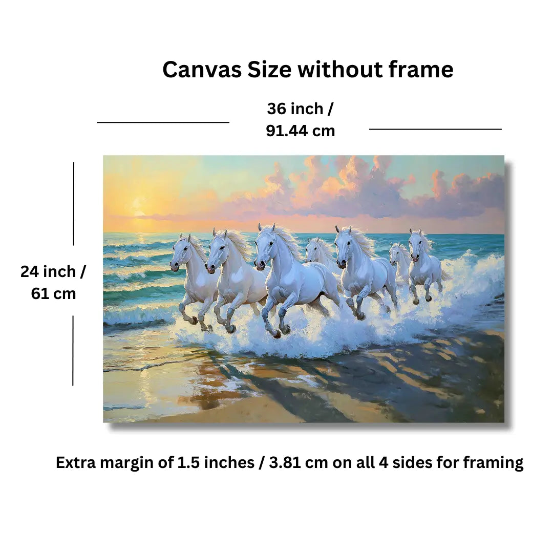 Seven white running horse painting for home decoration