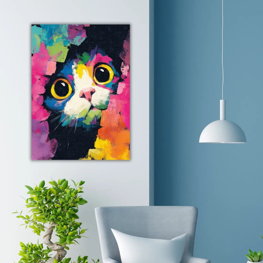 colorful cat painting for wall