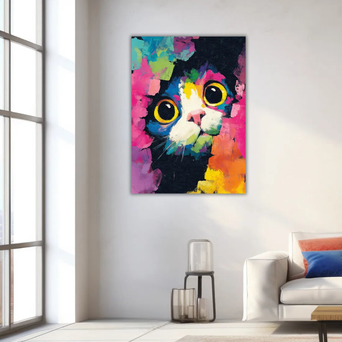 colorful cat painting art