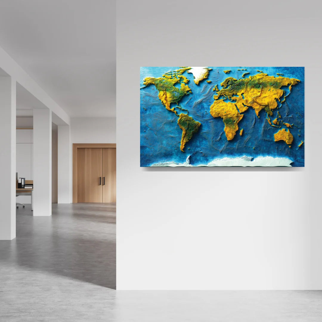 colorful world map painting