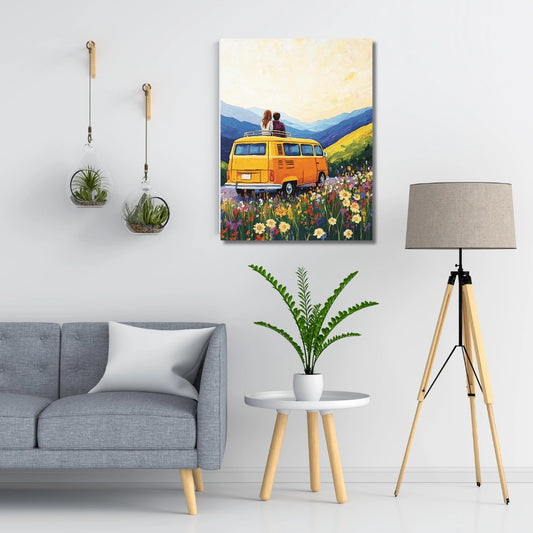 couple vintage painting on canvas 