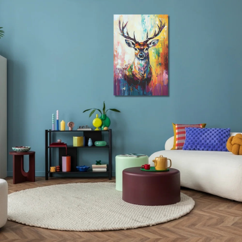 deer wall painting for living room