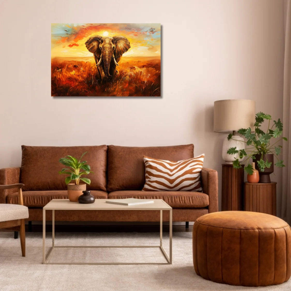 Elephant Canvas Painting for Living Room Perfect for Wildlife Wall Art Lover