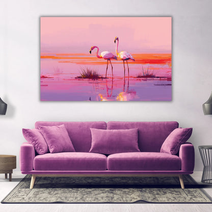 Flamingo bird painting for wall 