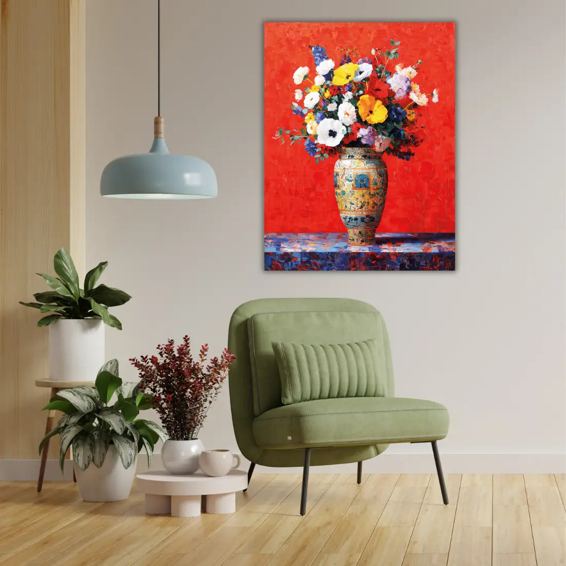 flower vase painting for wall decor