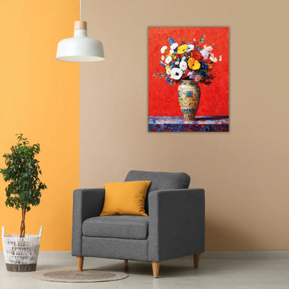 flower vase painting for wall decoration