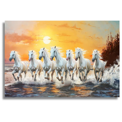Seven Horses Painting for Living Room and Wall Decoration Perfect for Vastu Shastra