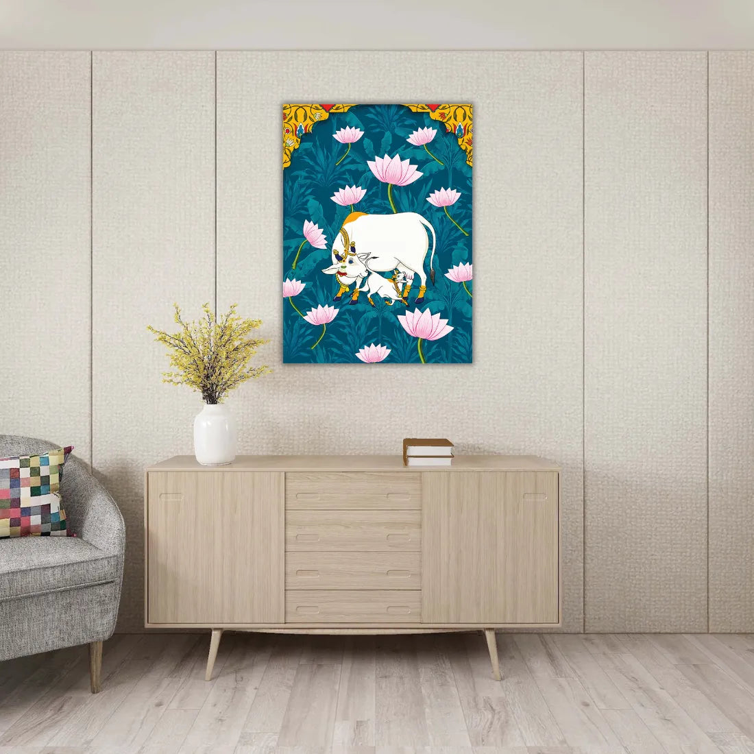 kamdhenu cow painting wall art