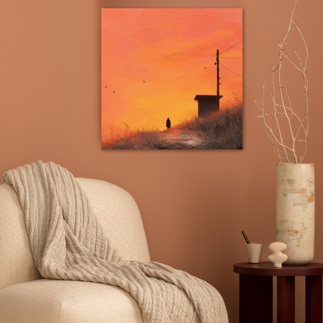 lonely girl canvas painting