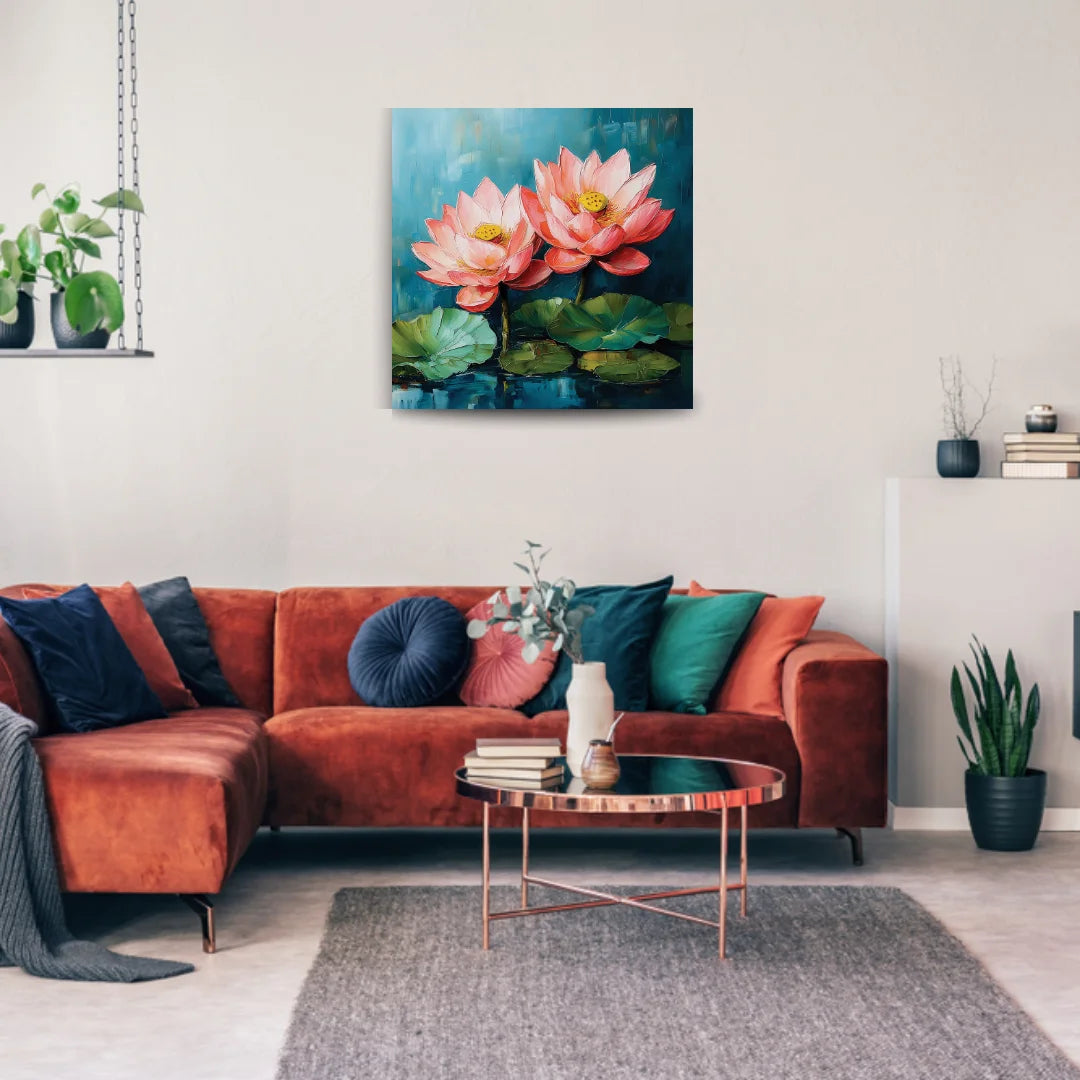 lotus painting living room