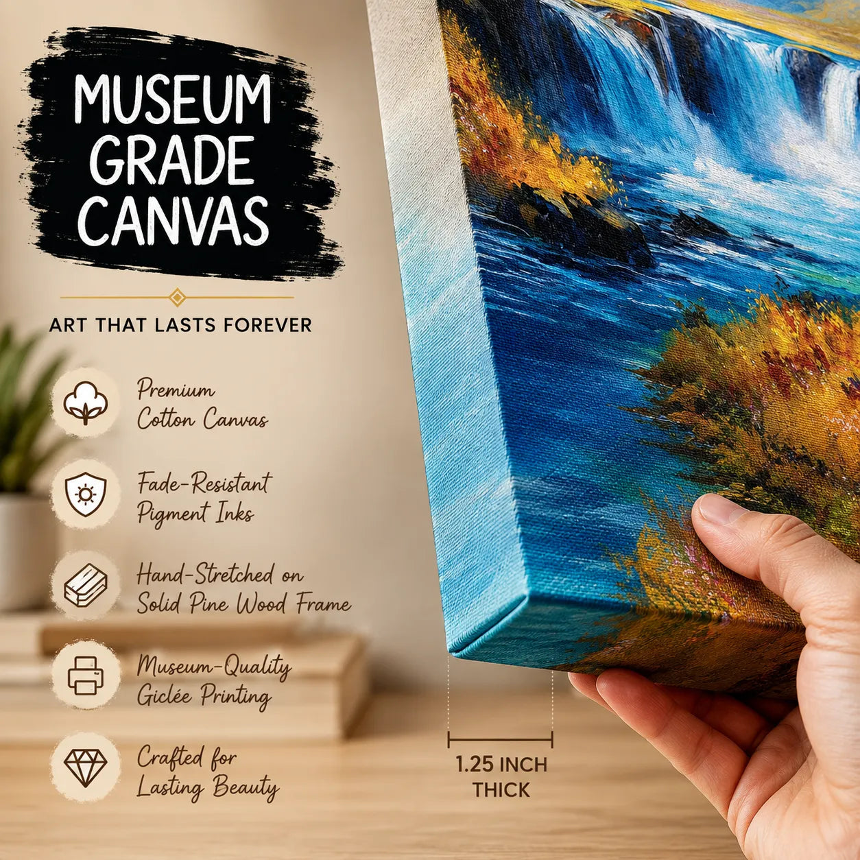 museum grade Waterfall Painting for Home Decor
