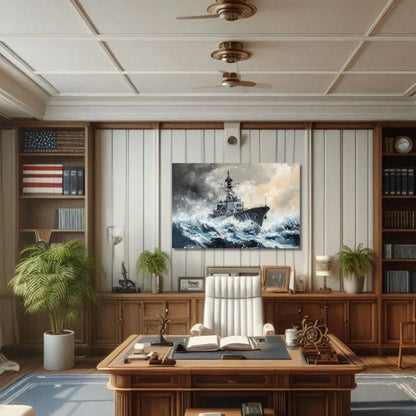 Indian Navy Ship Painting on Canvas for Living Room Wall Art Navy Lover