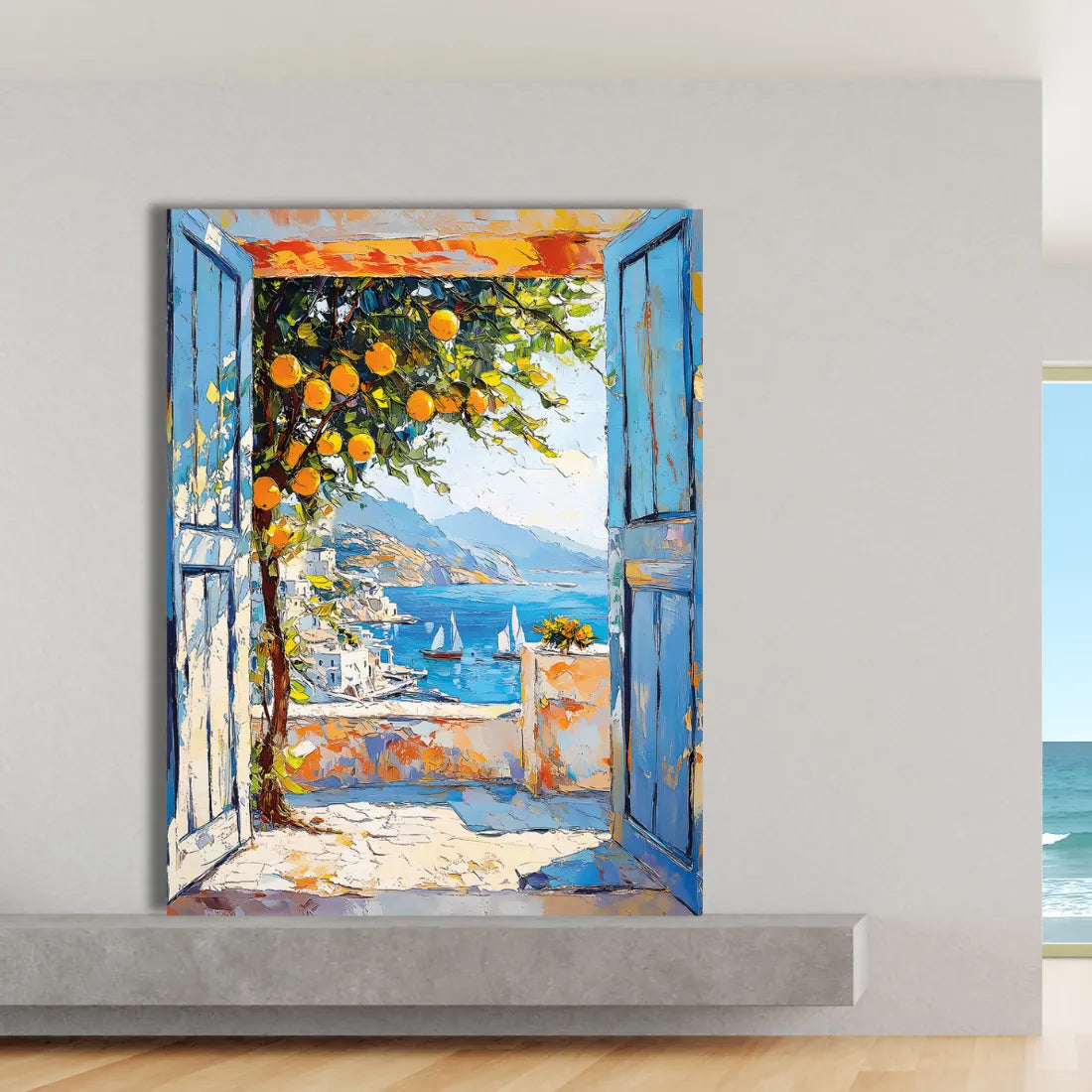 open door wall painting