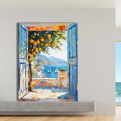 open door wall painting