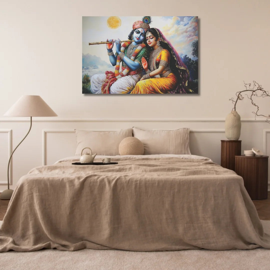 radha krishna painting in bedroom