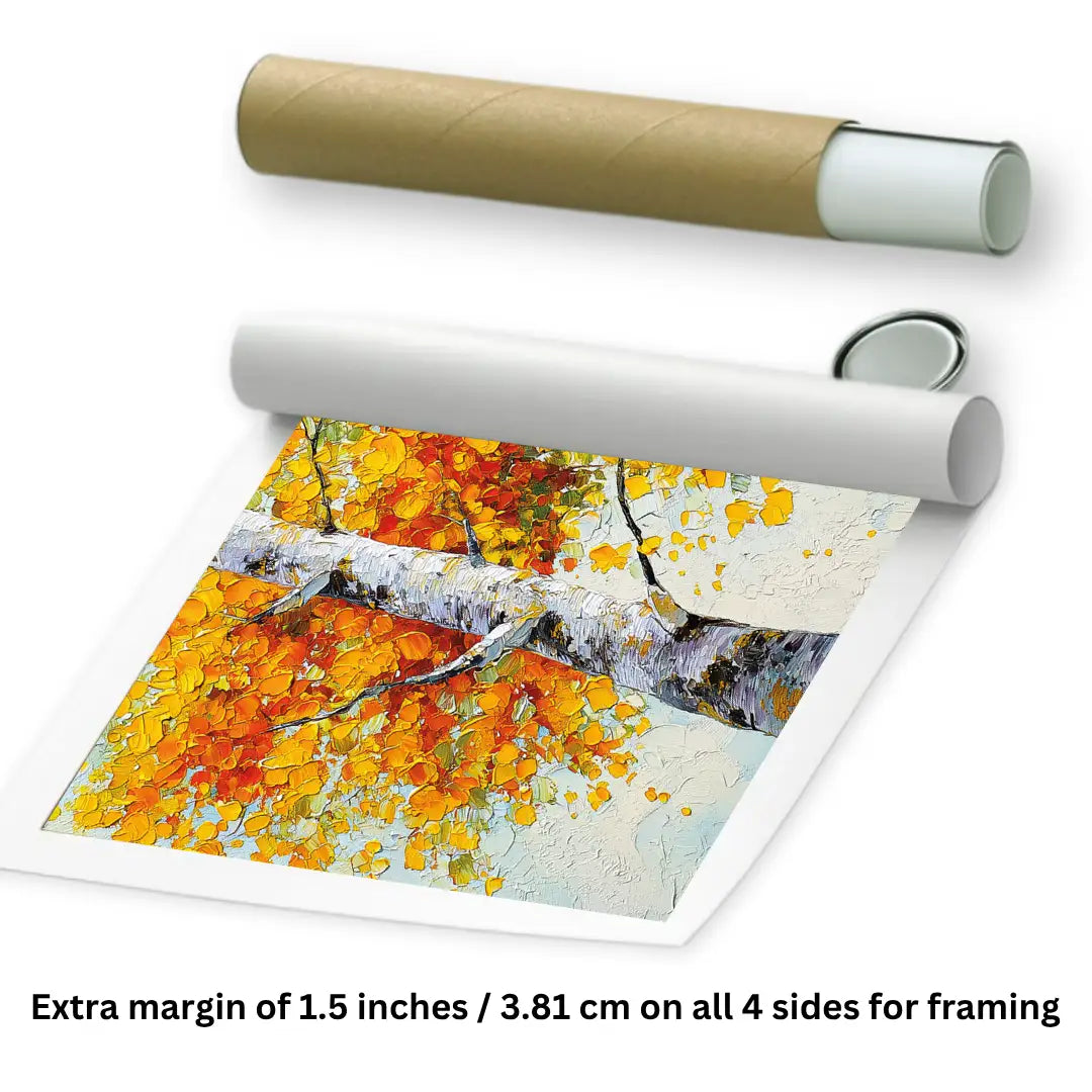 rolled Birch tree canvas painting for hallway Area