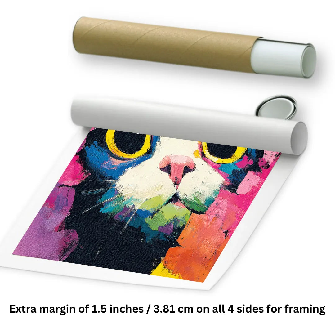 rolled colorful cat painting for home