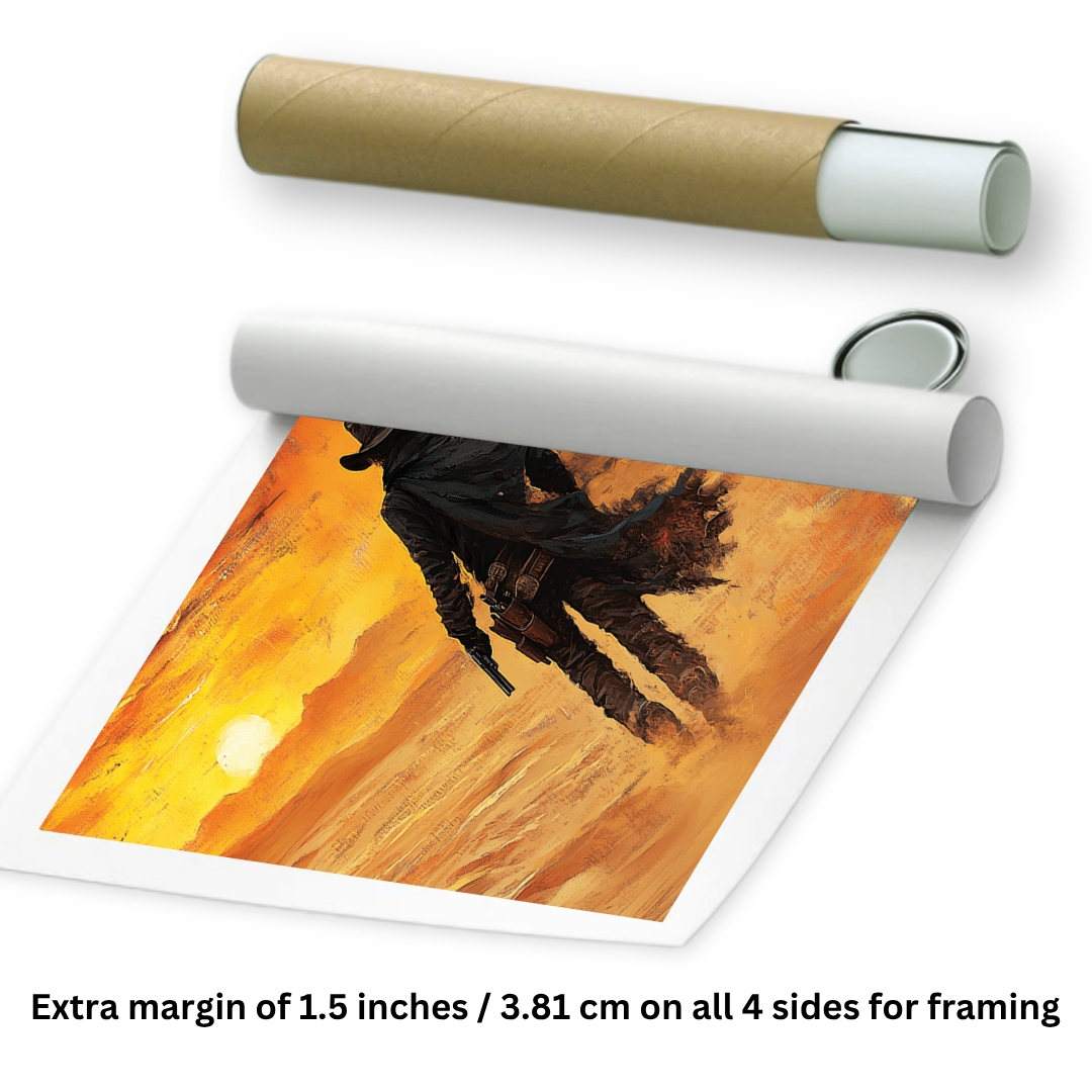 rolled desert cowboy painting