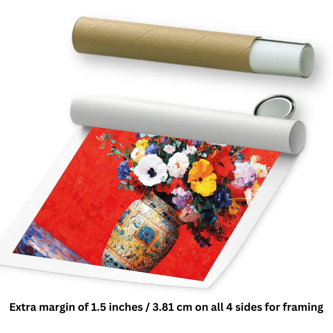 rolled flower vase painting for wall decor