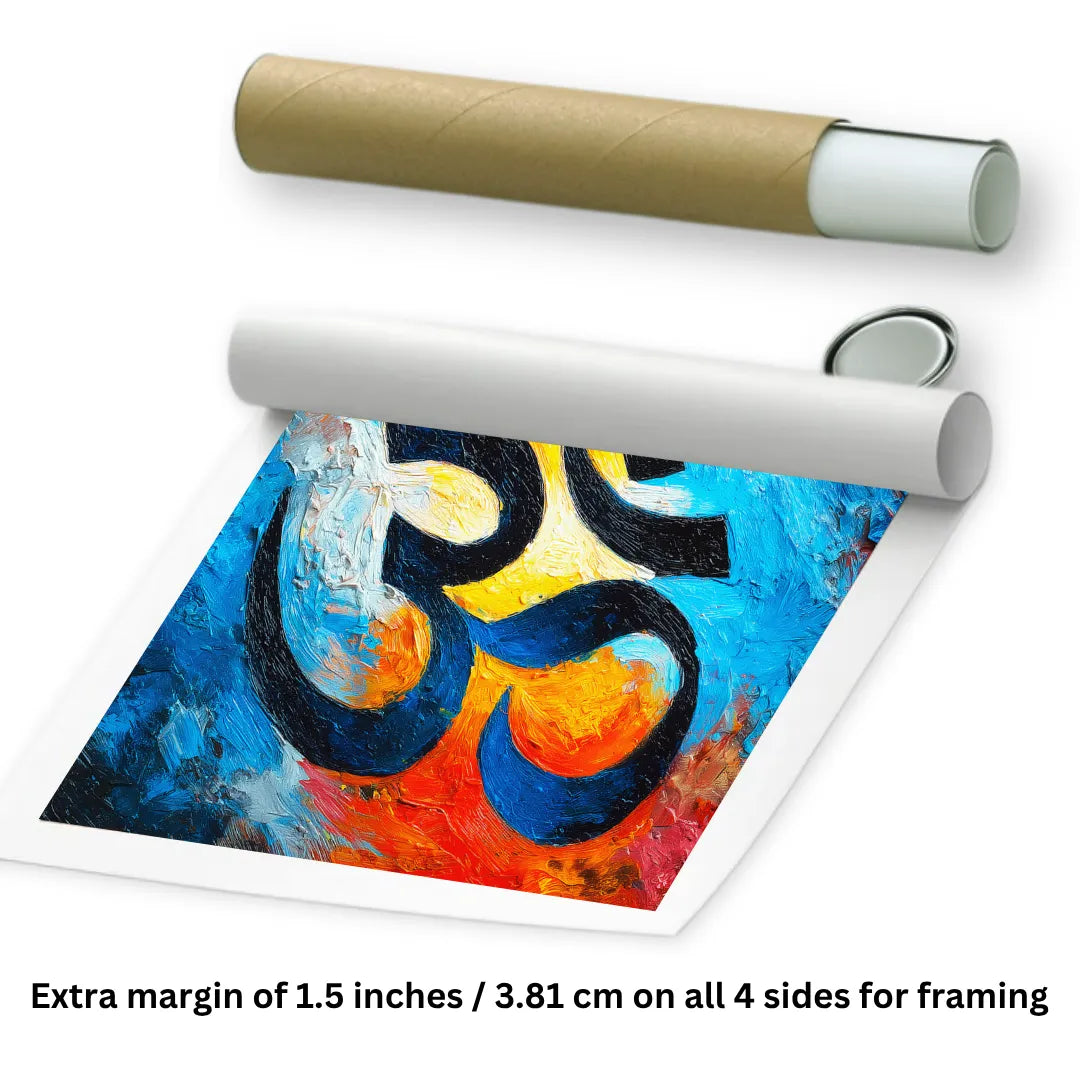 Om painting on rolled canvas