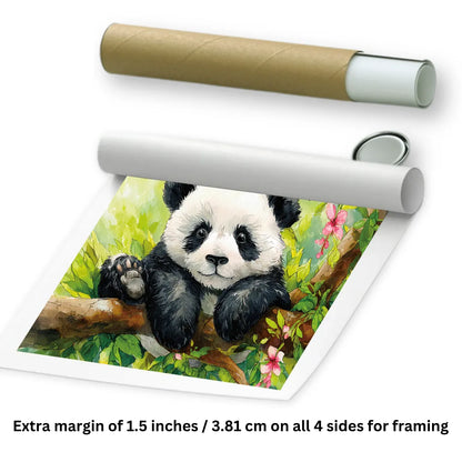 rolled panda painting for wall