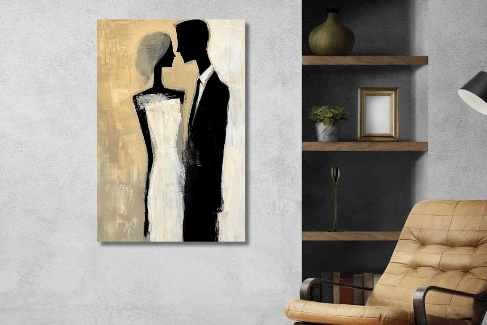 painting of a romantic couple for living room