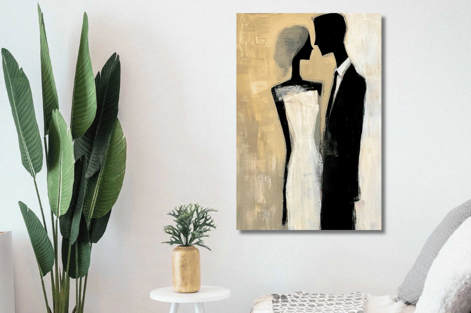 Couple painting on canvas for wall decoration