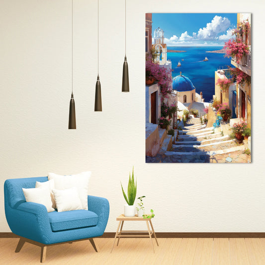 santorini canvas art