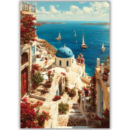 santorini canvas wall paintings