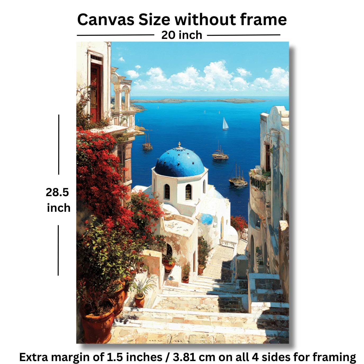 Modern Art Painting| Santorini Painting on Canvas| Painting for Living Room| Canvas Wall Art
