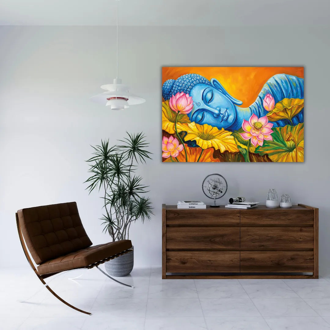 sleeping buddha canvas wall painting