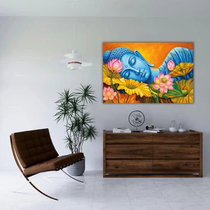 sleeping buddha canvas wall painting