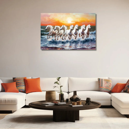 surya rath 7horse canvas painting