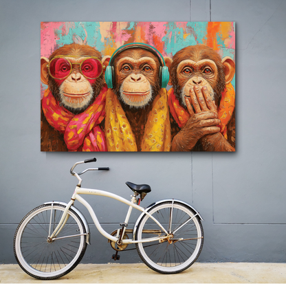 three wise monkey canvas painting