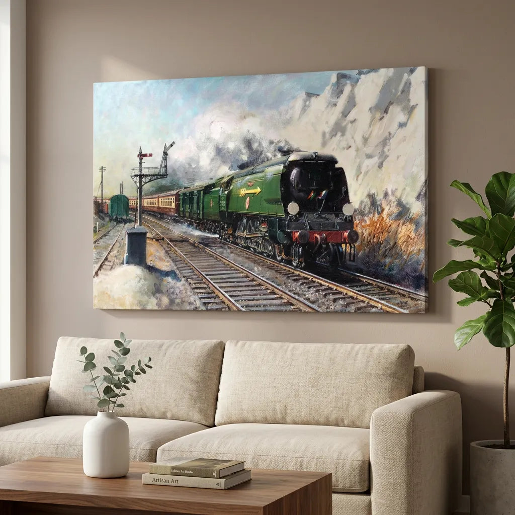 train painting on canvas