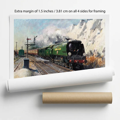 A rolled art train painting on canvas 