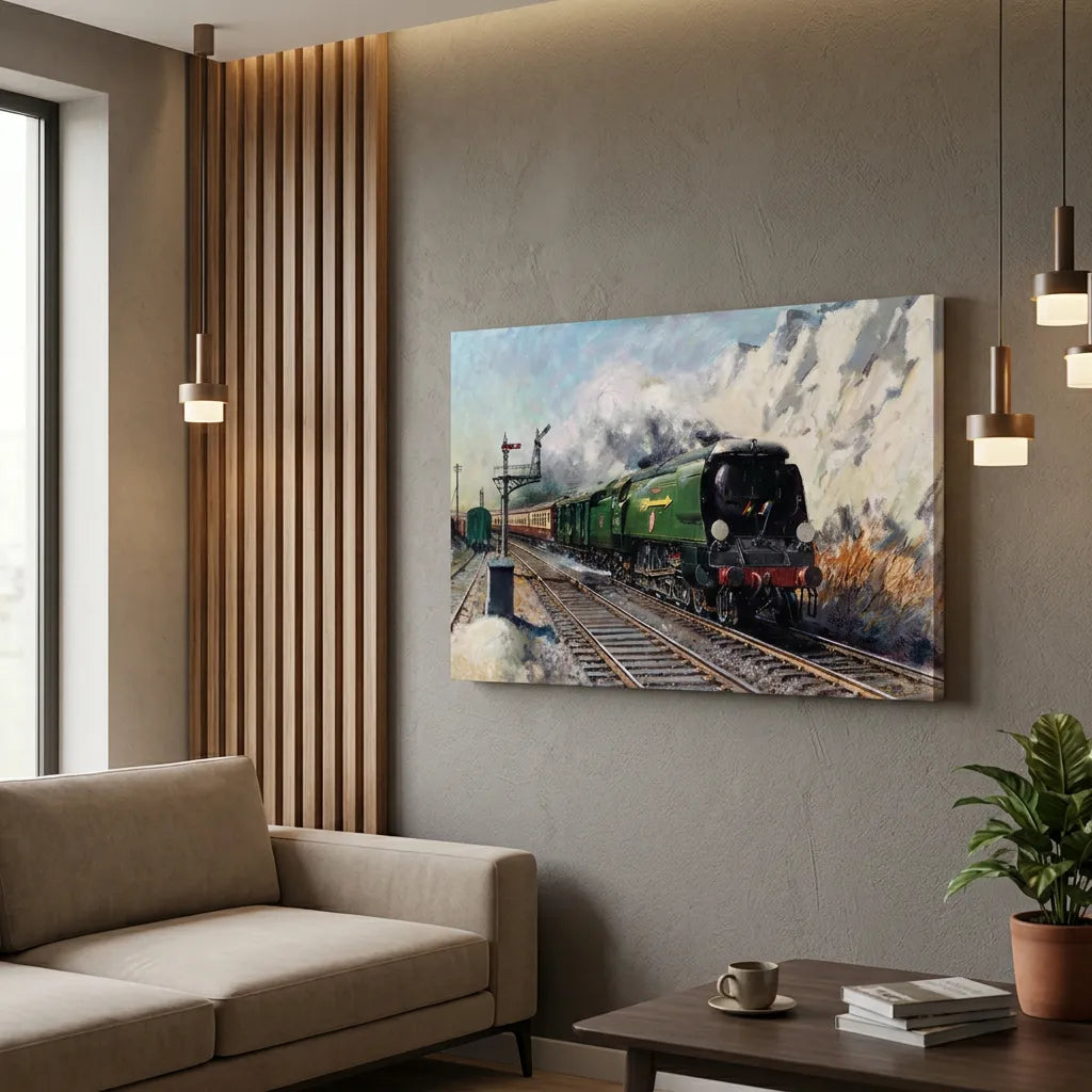 train painting on canvas wall painting