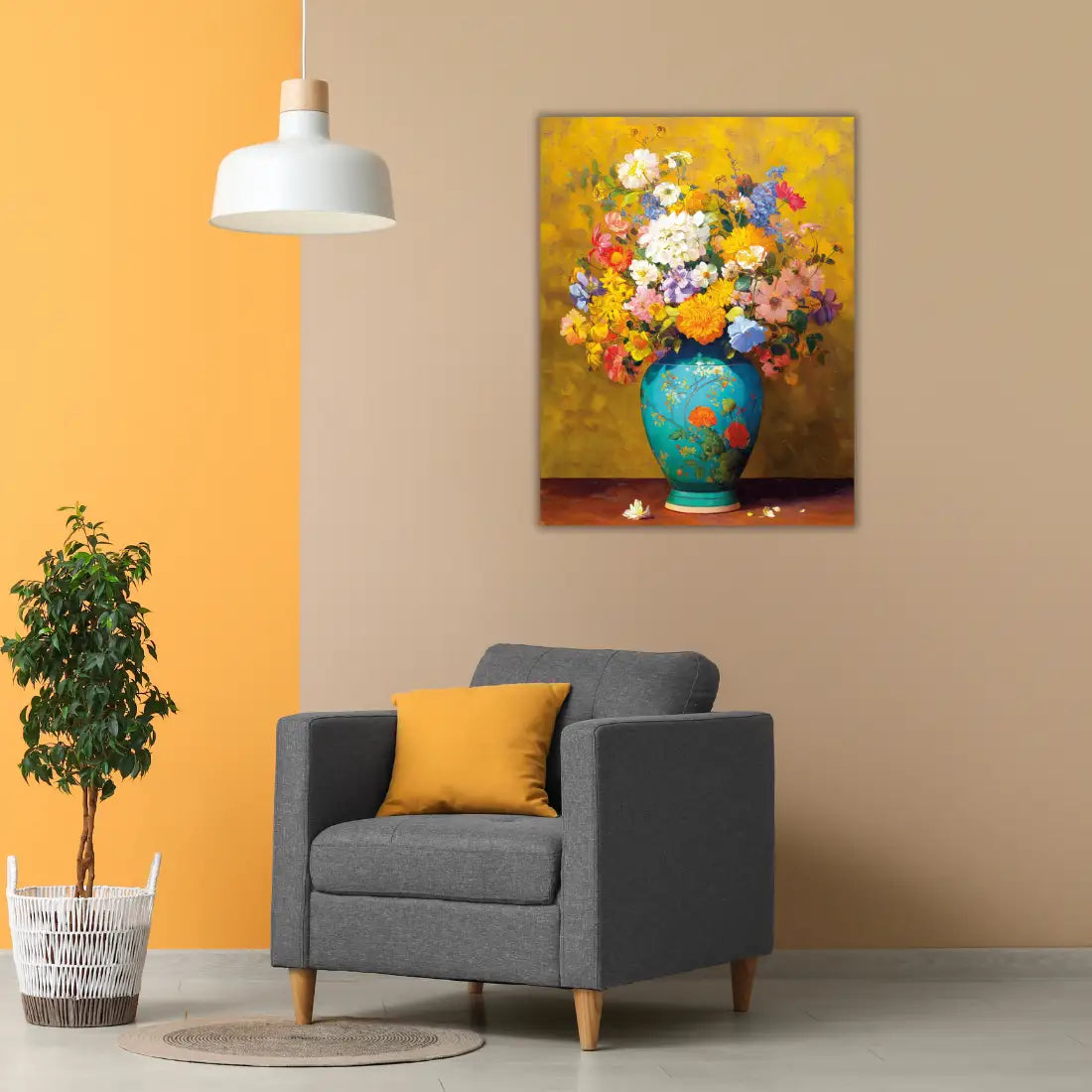 vase painting for wall with flowers