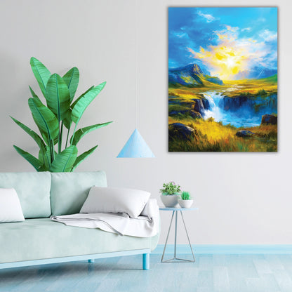 Forest Waterfall Painting