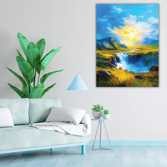 Forest Waterfall Painting