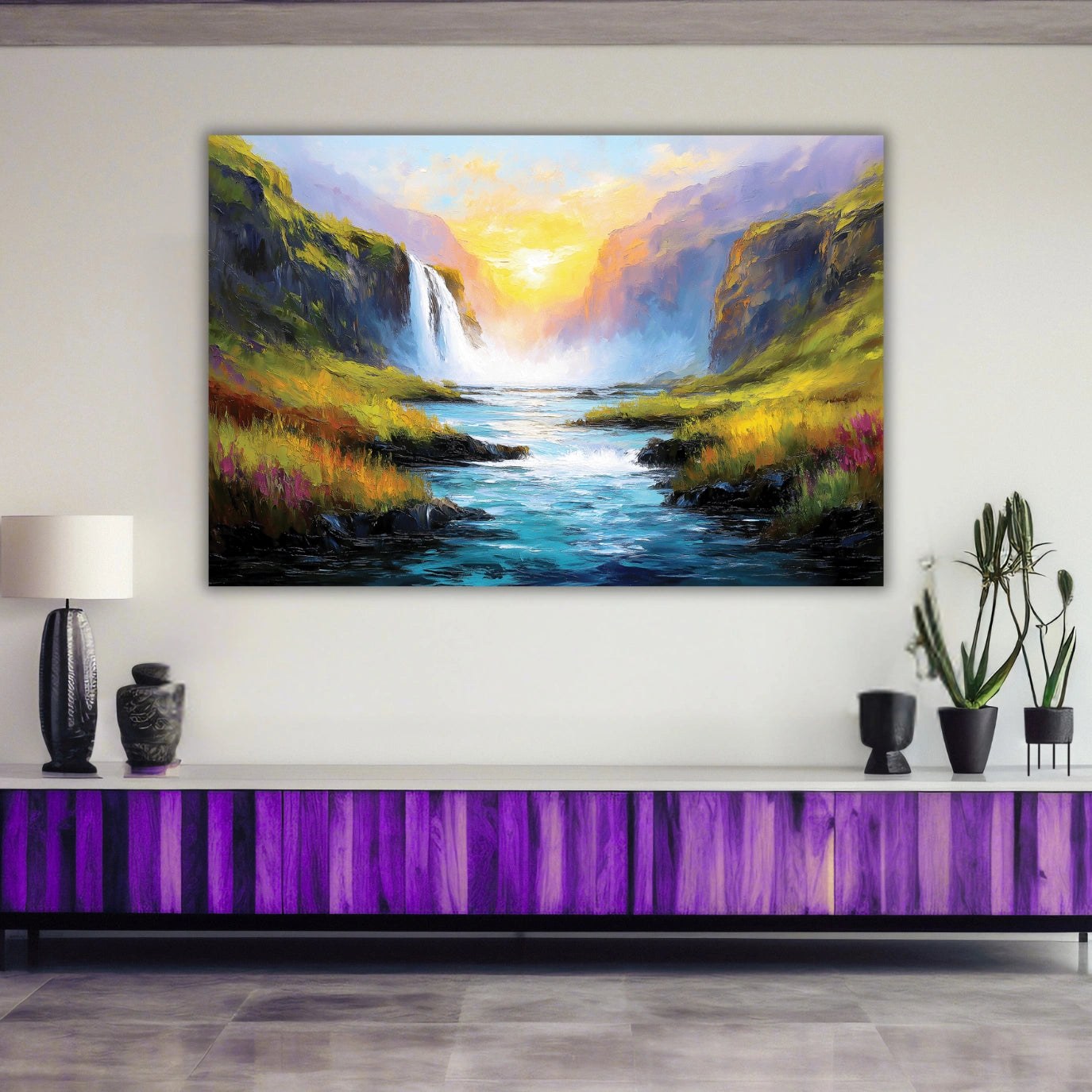 waterfall scenery painting for north wall